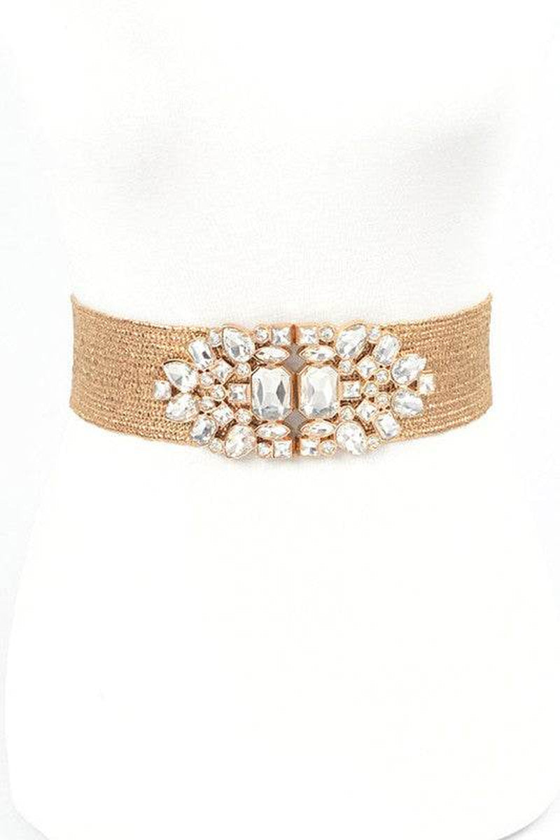Stylish Plus Size Crystal Metallic Straw Elastic Belt for a Chic Look - Alrickas’ UNIQUE BOUTIQUE