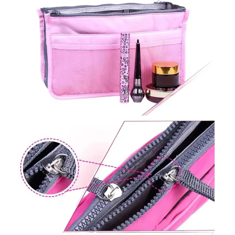 Women Make up Cosmetic Bag Travel Handbag Nylon Large Container Make up Case Organizer Bags Ladies Foldable Purse Clutch Bag