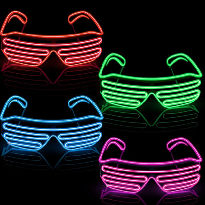Cool Fashion Double Colors EL Window-Shades Glasses Glowing Glasses Neon LED Light up Sunglasses Glow Party Decorative Glasses