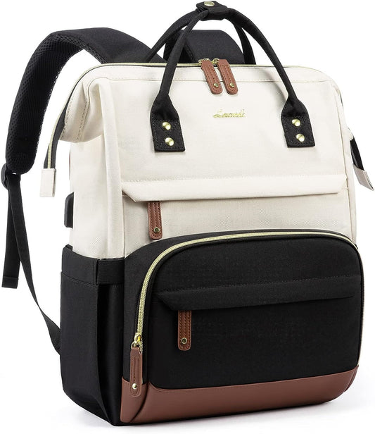 Laptop Backpack, 15.6" Women Work Backpack Purses with USB Port, Waterproof Casual Daypack Travel Backpack, Large Fashion Teacher Nurse College Bookbag