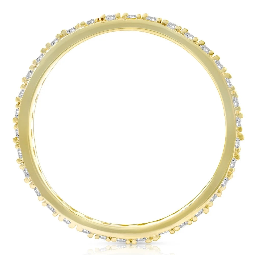 Pompeii 1/2 Ct Diamond Eternity Ring 10K Yellow Gold Womens Stackable Anniversary Band