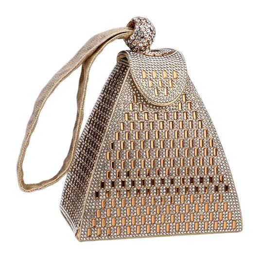 Clutch Purse, Handbag, Evening Bag Triangle for Women, Tote for Wedding Cocktail Aureate