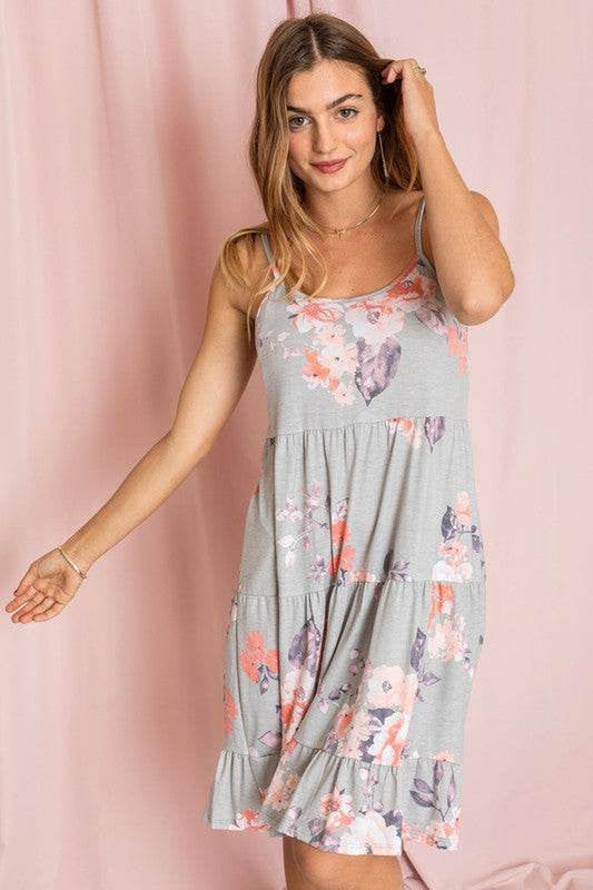 Spaghetti Strap Tiered Midi Dress