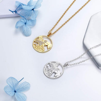Zodiac Constellation Pendant Necklace Charm Women Men 925 Sterling Silver Horoscope Sign Astorlogy Necklace Celestial Symbols Jewelry Birthday Gifts for Wife Girlfriend Gift