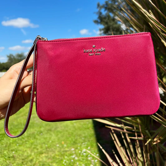 Kate Spade Chelsea the Little Better Nylon Medium Wristlet Pouch Cranberry Pink