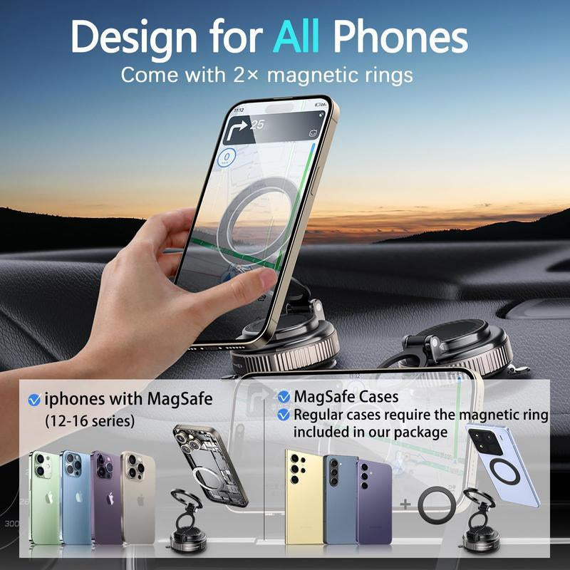 Ultimate MagSafe Car Phone Holder - 28+LBS Strong Suction, 360° Rotatable Stand for iPhone 12-16 Pro Max - Ideal for Everyone! - Alrickas’ UNIQUE BOUTIQUE