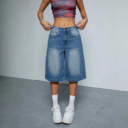 Straight-leg Denim Loose All-matching Wide Leg Shorts