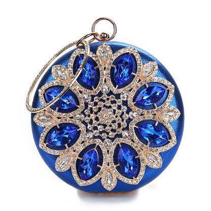 Green Clutch Bag Women round Clutch Purse Evening Bag Crystal Wedding Purse and Handbag Exquisite Chain Shoulder Bag ZD1244