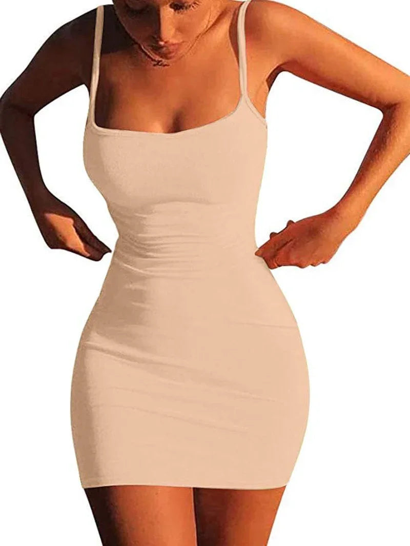 Chic Backless Bodycon Mini Dress with Spaghetti Straps - Perfect for Parties! - Alrickas’ UNIQUE BOUTIQUE
