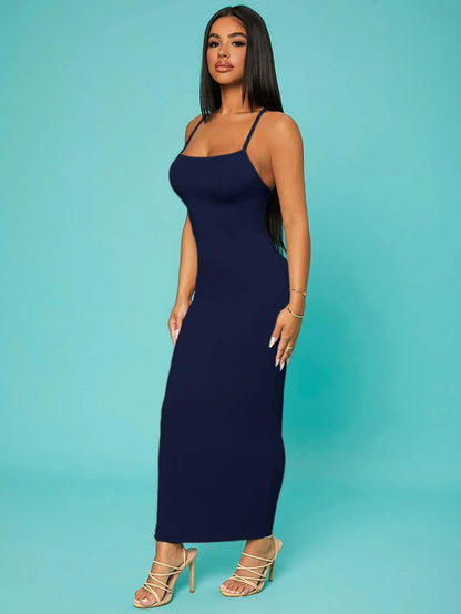 Stunning  Prom Dress;Solid Criss Cross Backless Cami Dress