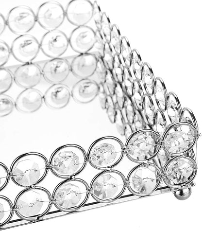Crystal Cosmetic Makeup Tray - Large Mirrored Vanity Tray Jewelry Trinket Organizer Traytray Home Decorative Dresser Tray Bathroom Tray, 13.7"X 7.87"