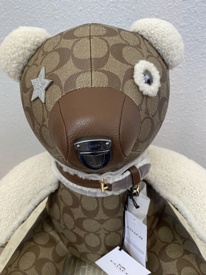 Coach Bear Doll in Signature Canvas Pebble -Smooth Leather and Shearling 75528