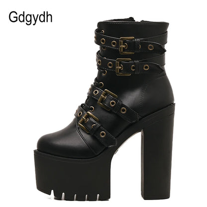 Sexy Rivet Black Ankle Boots Women Platform Soft Leather Autumn Winter Ladies Boots with Zipper Ultra High Heels Shoes - Alrickas’ UNIQUE BOUTIQUE