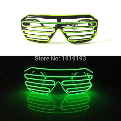 Cool Fashion Double Colors EL Window-Shades Glasses Glowing Glasses Neon LED Light up Sunglasses Glow Party Decorative Glasses