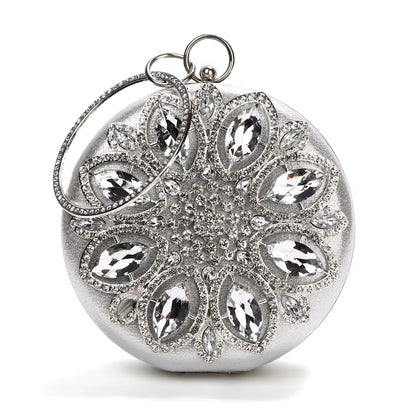 Green Clutch Bag Women round Clutch Purse Evening Bag Crystal Wedding Purse and Handbag Exquisite Chain Shoulder Bag ZD1244