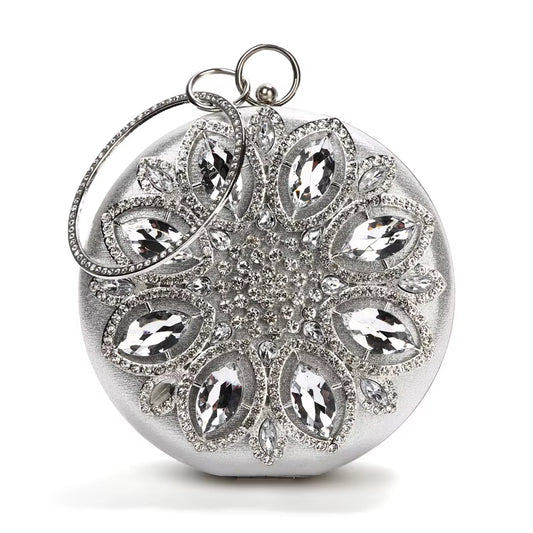 Green Clutch Bag Women round Clutch Purse Evening Bag Crystal Wedding Purse and Handbag Exquisite Chain Shoulder Bag ZD1244