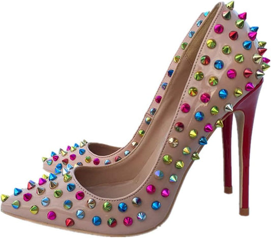 Women Sexy Heels Pumps Studded Rivet Party Wedding Shoes