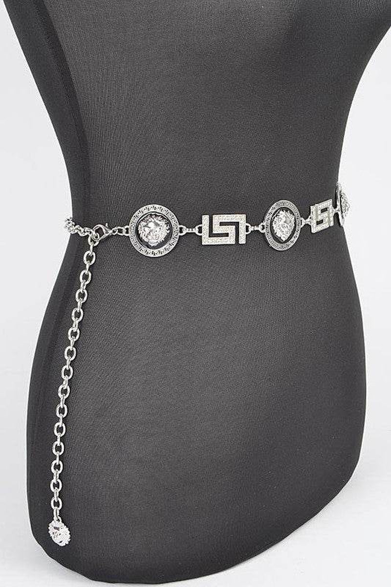 Stylish Plus Size Lion Emblem Chain Belt for a Bold Look - Alrickas’ UNIQUE BOUTIQUE