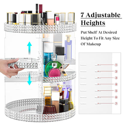 360 Rotating Makeup Organizer Countertop, Clear Acrylic Large Perfume Organizer, Organizador De Perfumes, 7 Layers Make up Organizer and Storage Fits for Vanity and Bathroom - X-Large Clear