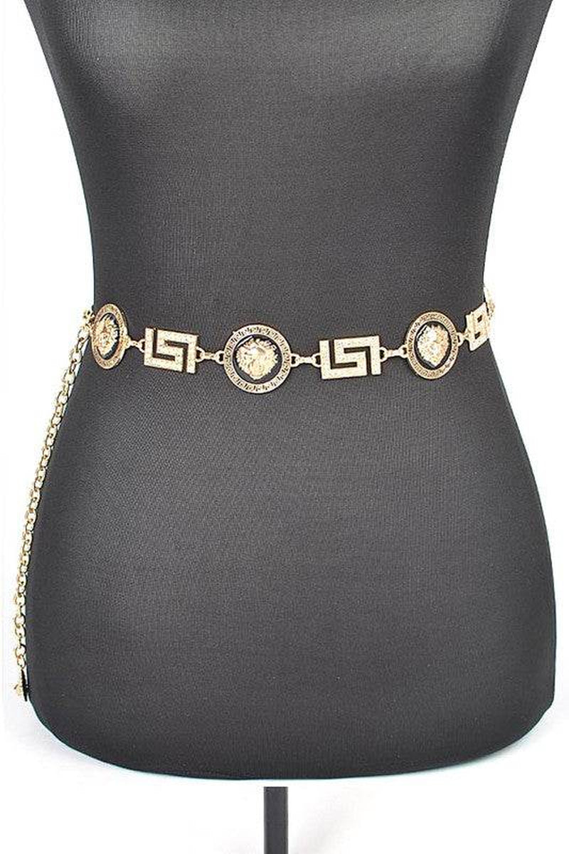 Stylish Plus Size Lion Emblem Chain Belt for a Bold Look - Alrickas’ UNIQUE BOUTIQUE
