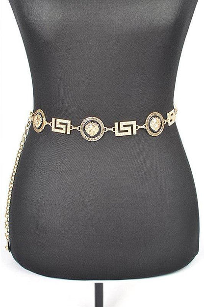 Stylish Plus Size Lion Emblem Chain Belt for a Bold Look - Alrickas’ UNIQUE BOUTIQUE