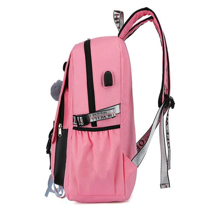 Women Girls School Bag Waterproof Teenage Backpack with anti Theft Lock USB Port College Bookbags Student Laptop