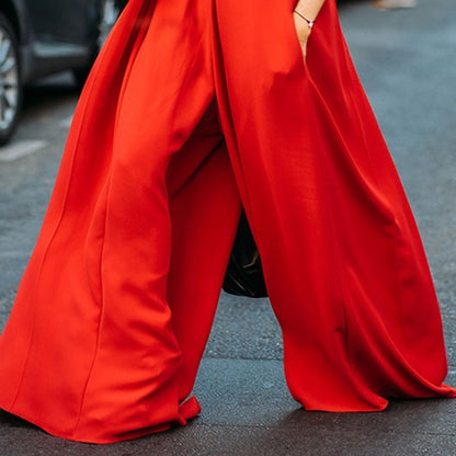 One-piece flat shoulder jumpsuit