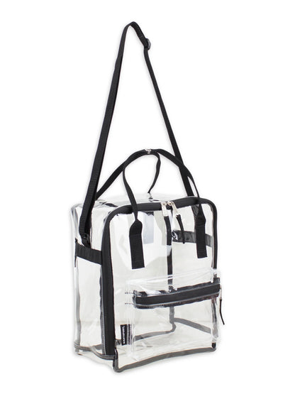 Unisex Stadium Approved Clear Handbag Tote Crossbody, Black
