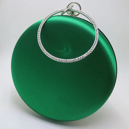 New Silk Satin round Circular Women Fashion Day Clutches Wristlets Handbag Purse Party Prom Evening Clutch Bag Purple