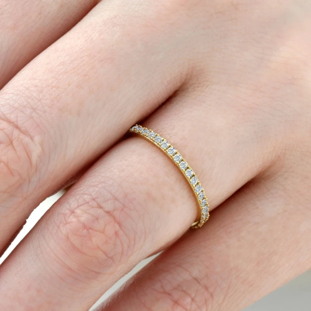 Pompeii 1/2 Ct Diamond Eternity Ring 10K Yellow Gold Womens Stackable Anniversary Band