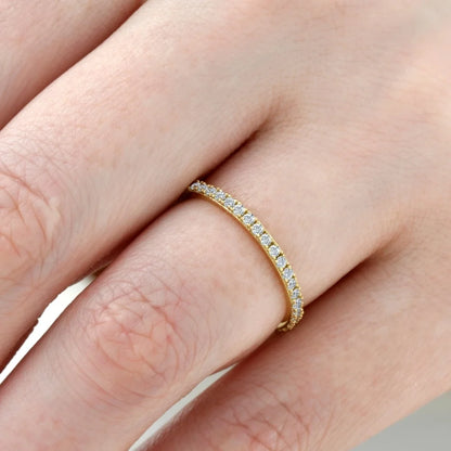 Pompeii 1/2 Ct Diamond Eternity Ring 10K Yellow Gold Womens Stackable Anniversary Band