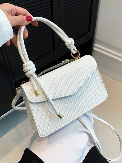 New White Vintage Knitted Texture Women'S Handbag Shoulder & Crossbody Bag