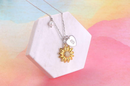 Sterling Silver Gold Tone Sunflower Initial 26 Letter Script Name Alphabet a to Z Necklace Personalized Pendant