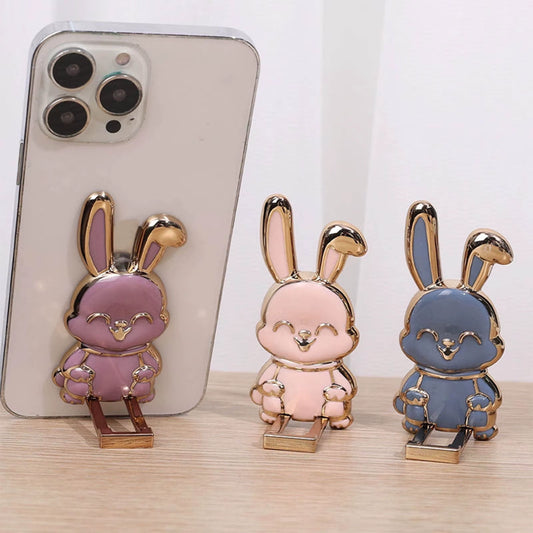 Adorable Foldable Bunny Phone Stand - Stylish & Portable Holder for All Smartphones, Ideal Desk Accessory for Home & Office Decor - Alrickas’ UNIQUE BOUTIQUE