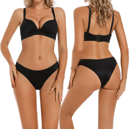 Seamless Underwear for Women, No Show Ladies Stretch Bikini Panties, Silky Invisible Hipster