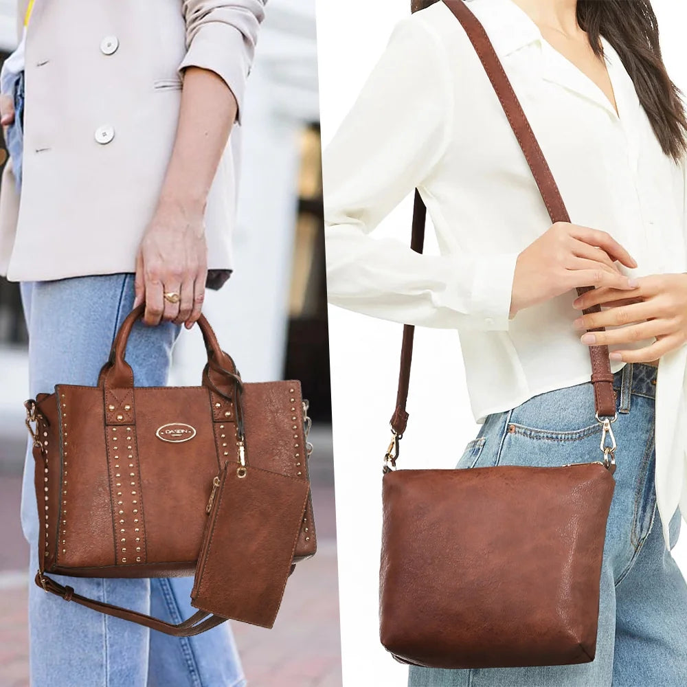 Women'S 3Pcs Purse Handbag Shoulder Bag Tote Satchel Hobo Bag Briefcase Work Bag for Ladies