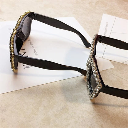 Oversized Rhinestone Frame Square Sunglasses Ladies Diamond Glasses Brand Designer Fashion Sun Glasses UV400 Shades for Women