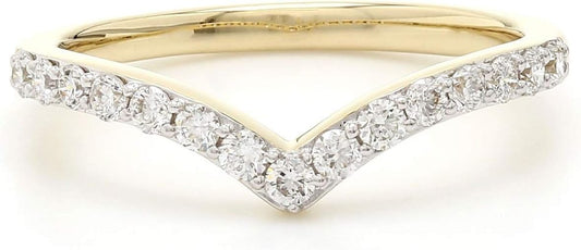 14K Yellow Gold Lab-Grown Diamond Ring Chevron Band Wedding (1/3 Cttw, F-G Color, VS-SI Clarity)