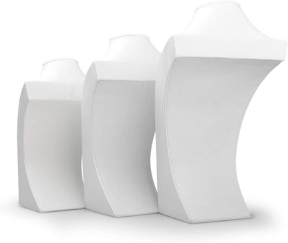 White Leather Jewelry Bust Necklace Display Stand Trade Show Jewelry Holder (H:15.28")
