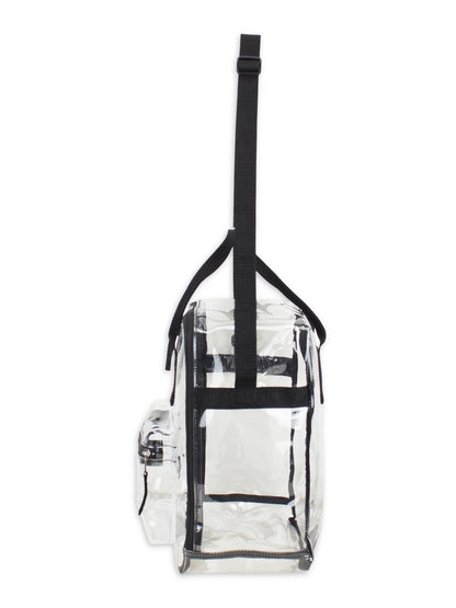 Unisex Stadium Approved Clear Handbag Tote Crossbody, Black