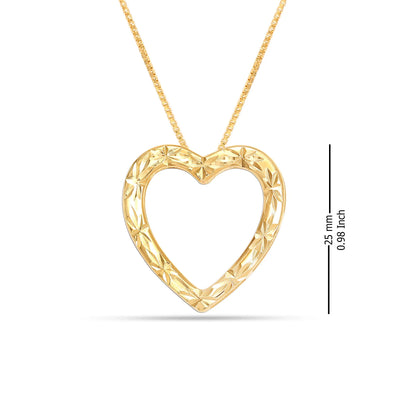 925 Sterling Silver 18K Gold-Plated Diamond-Cut Heart Reversible Necklace for Women and Teen 25MM