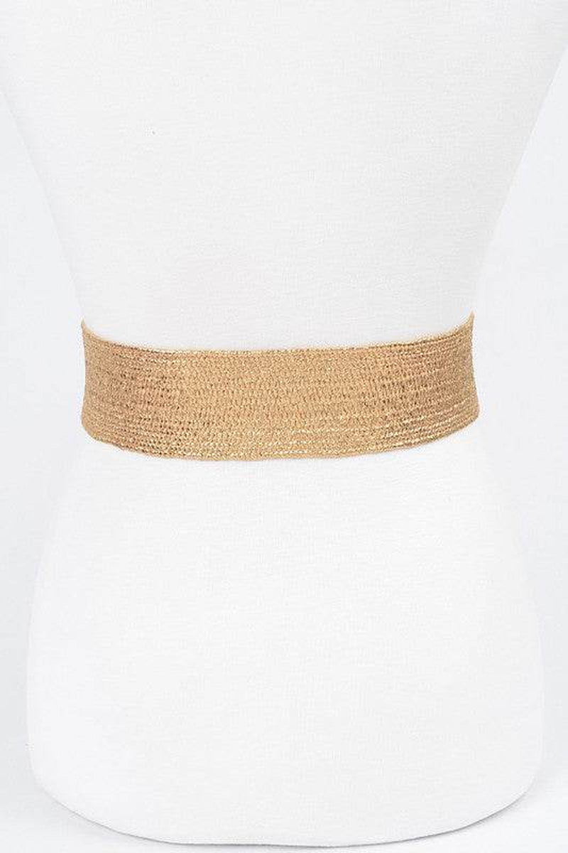 Stylish Plus Size Crystal Metallic Straw Elastic Belt for a Chic Look - Alrickas’ UNIQUE BOUTIQUE