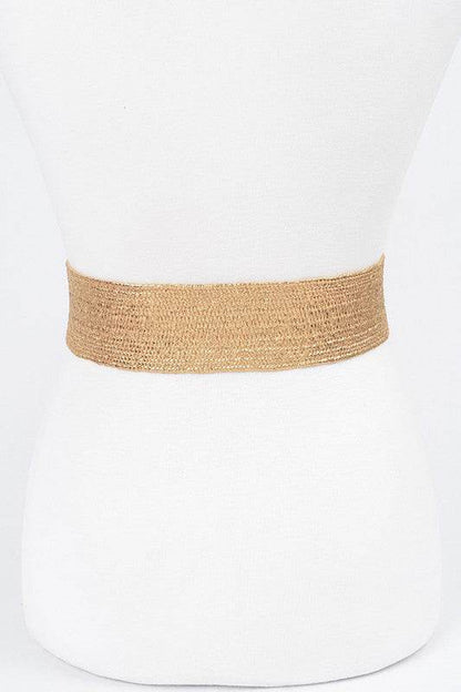 Stylish Plus Size Crystal Metallic Straw Elastic Belt for a Chic Look - Alrickas’ UNIQUE BOUTIQUE