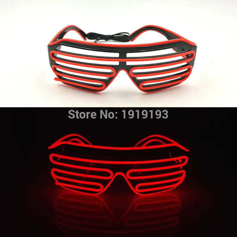Cool Fashion Double Colors EL Window-Shades Glasses Glowing Glasses Neon LED Light up Sunglasses Glow Party Decorative Glasses