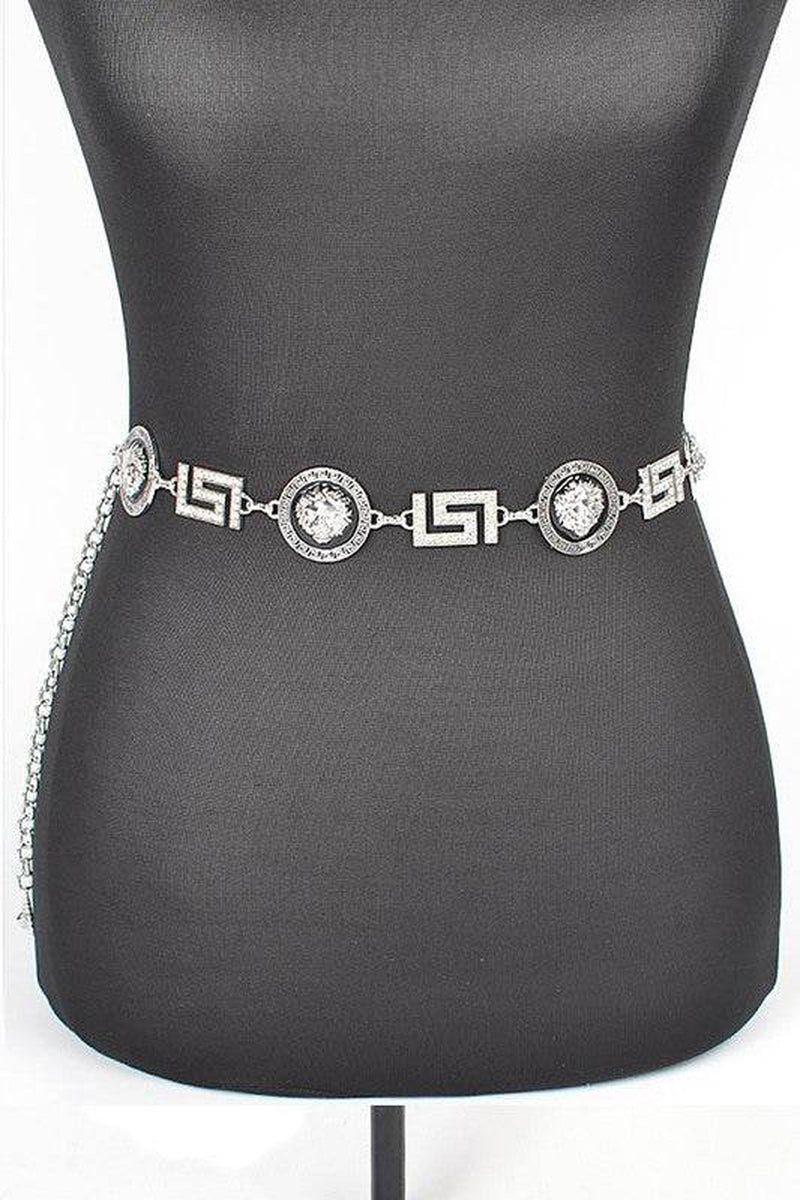Stylish Plus Size Lion Emblem Chain Belt for a Bold Look - Alrickas’ UNIQUE BOUTIQUE