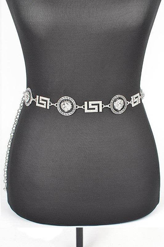 Stylish Plus Size Lion Emblem Chain Belt for a Bold Look - Alrickas’ UNIQUE BOUTIQUE