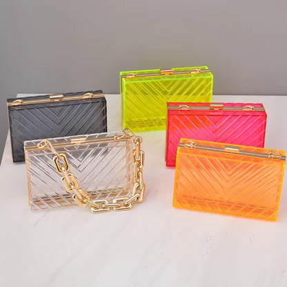 Transparent Bag Woman Luxury Handbags Designer Evening Clutch Clear Purse Crossbody Shoulder Acrylic Wedding Thick Strap Bag