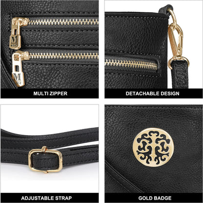 Crossbody Bags for Women Multi Pocket Cross Body Bag Purses with Adjustable Strap, Black