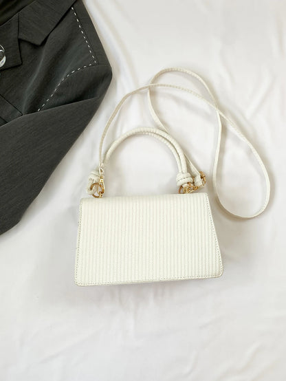 New White Vintage Knitted Texture Women'S Handbag Shoulder & Crossbody Bag