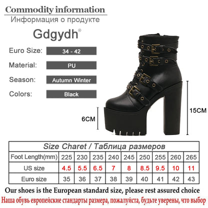 Sexy Rivet Black Ankle Boots Women Platform Soft Leather Autumn Winter Ladies Boots with Zipper Ultra High Heels Shoes - Alrickas’ UNIQUE BOUTIQUE